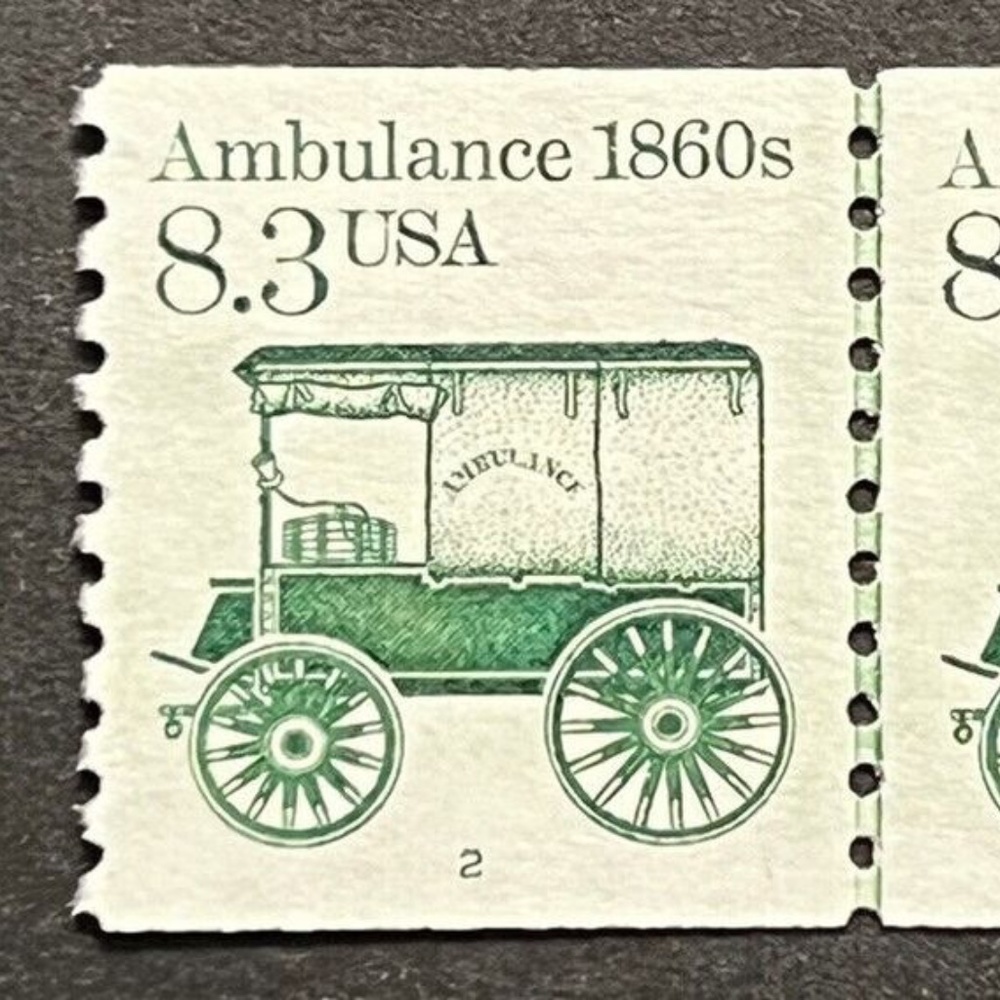 Travels US Scott #2128 1860 Ambulance 8.3¢ Line Pair MNH OG Plate #2204246073358